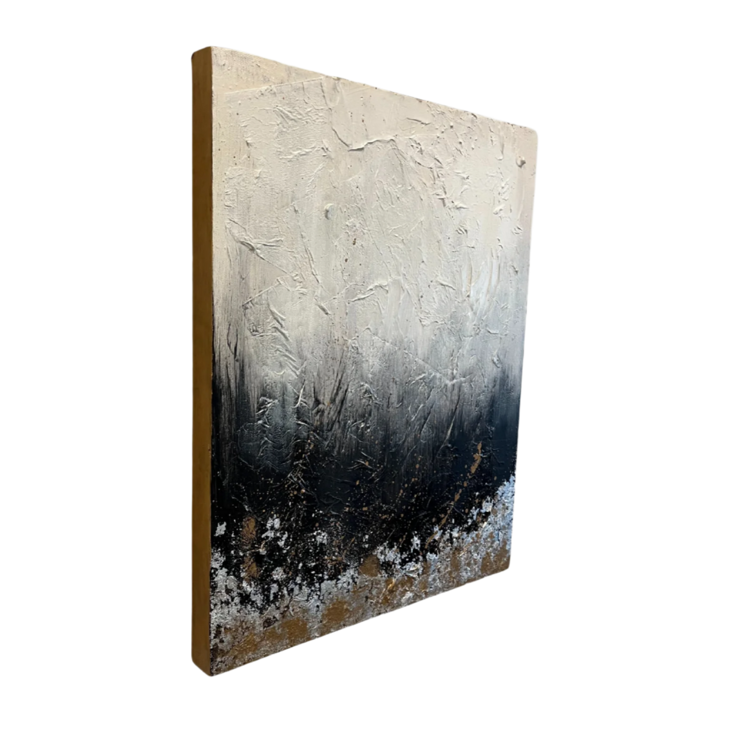 'Emberfall" — 16x20 Textured Acrylic and Leaf on Canvas