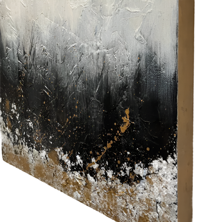 'Emberfall" — 16x20 Textured Acrylic and Leaf on Canvas