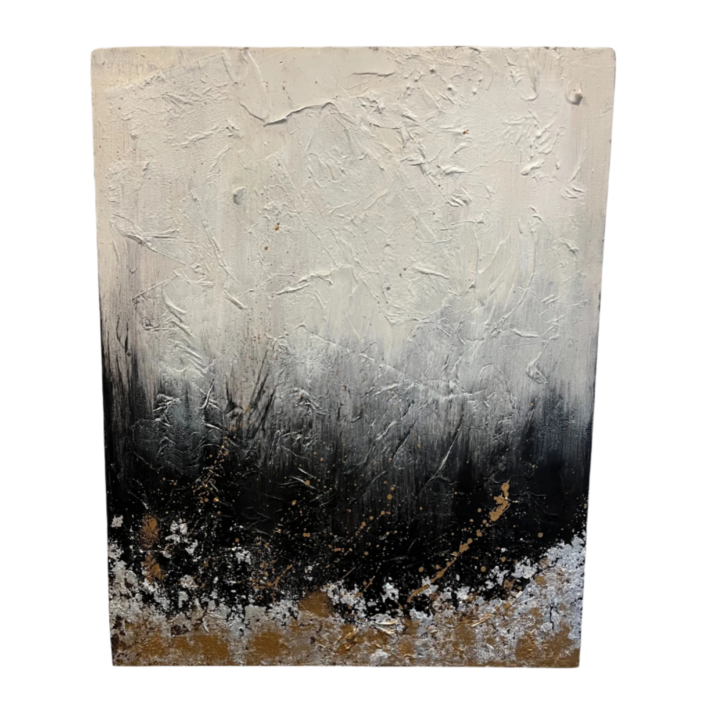'Emberfall" — 16x20 Textured Acrylic and Leaf on Canvas