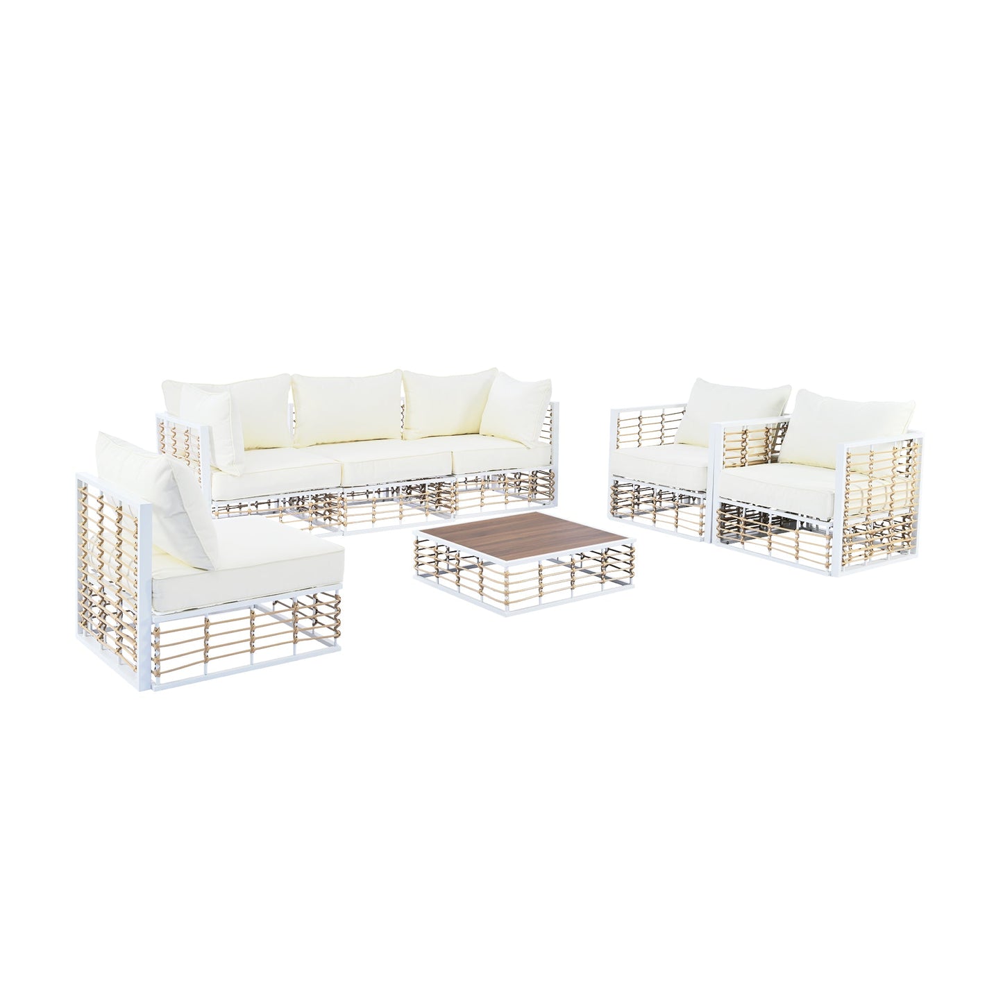 7-Piece Metal Patio Sectional Sofa Set, All-Weather Thick Cushions