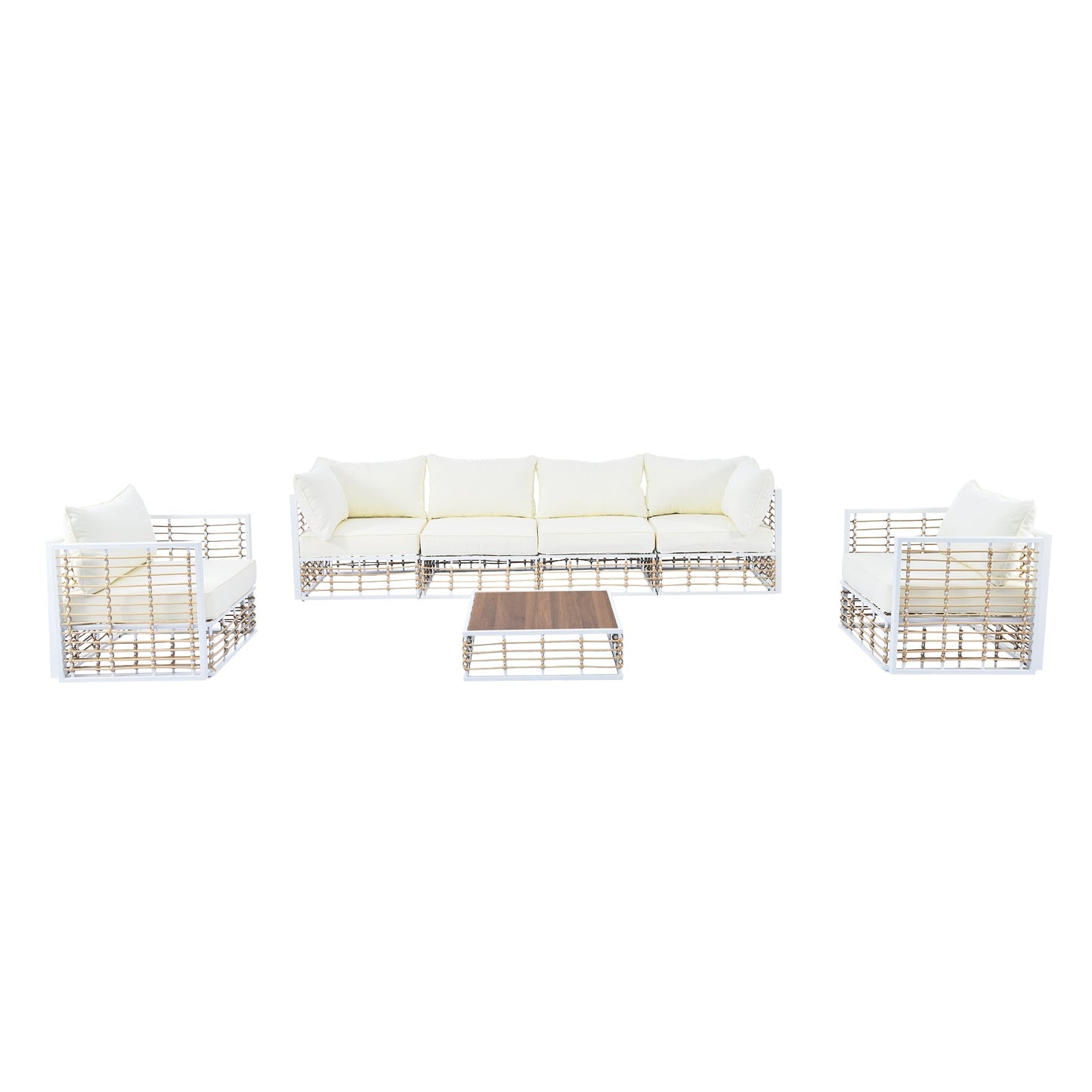 7-Piece Metal Patio Sectional Sofa Set, All-Weather Thick Cushions